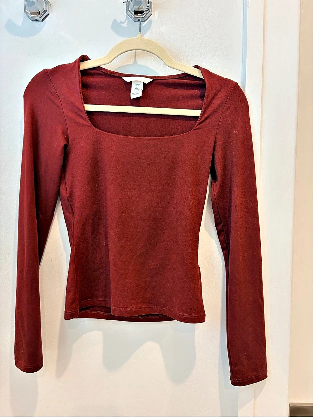 H&M Long-Sleeved Microfiber Top Women's Long Sleeve Red
